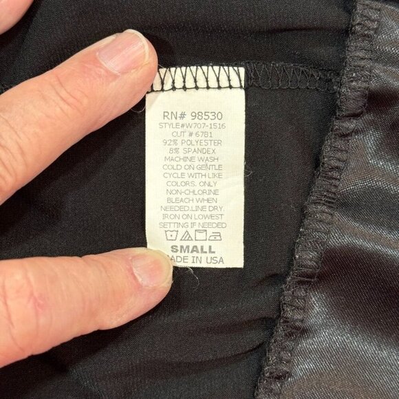 Creative Design‎ Works Black Blouse W/ Satin Trim & Buttons Women Small Dressy - Picture 8 of 11